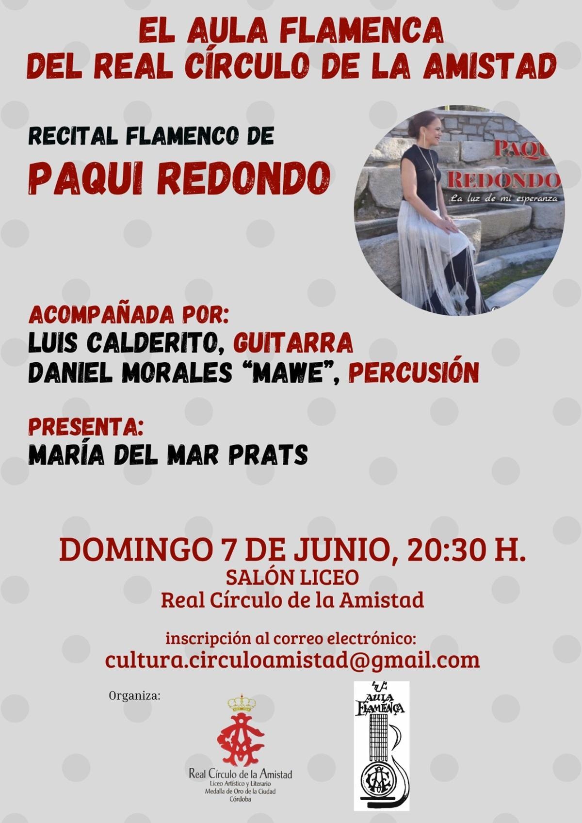 Cartel del recital flamenco previsto en el Círculo de la Amistad de Córdoba.