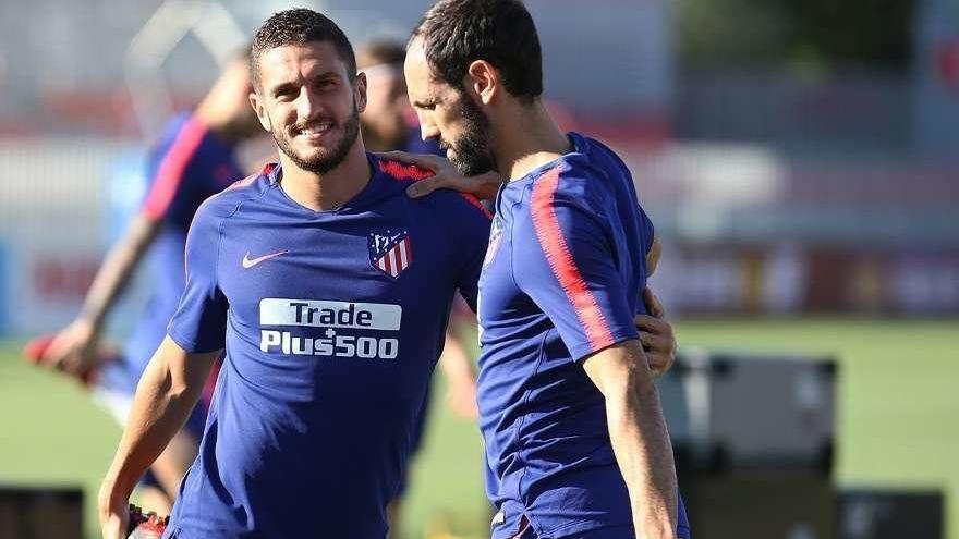 Entrenamiento de Atlético de Madrid, ayer.