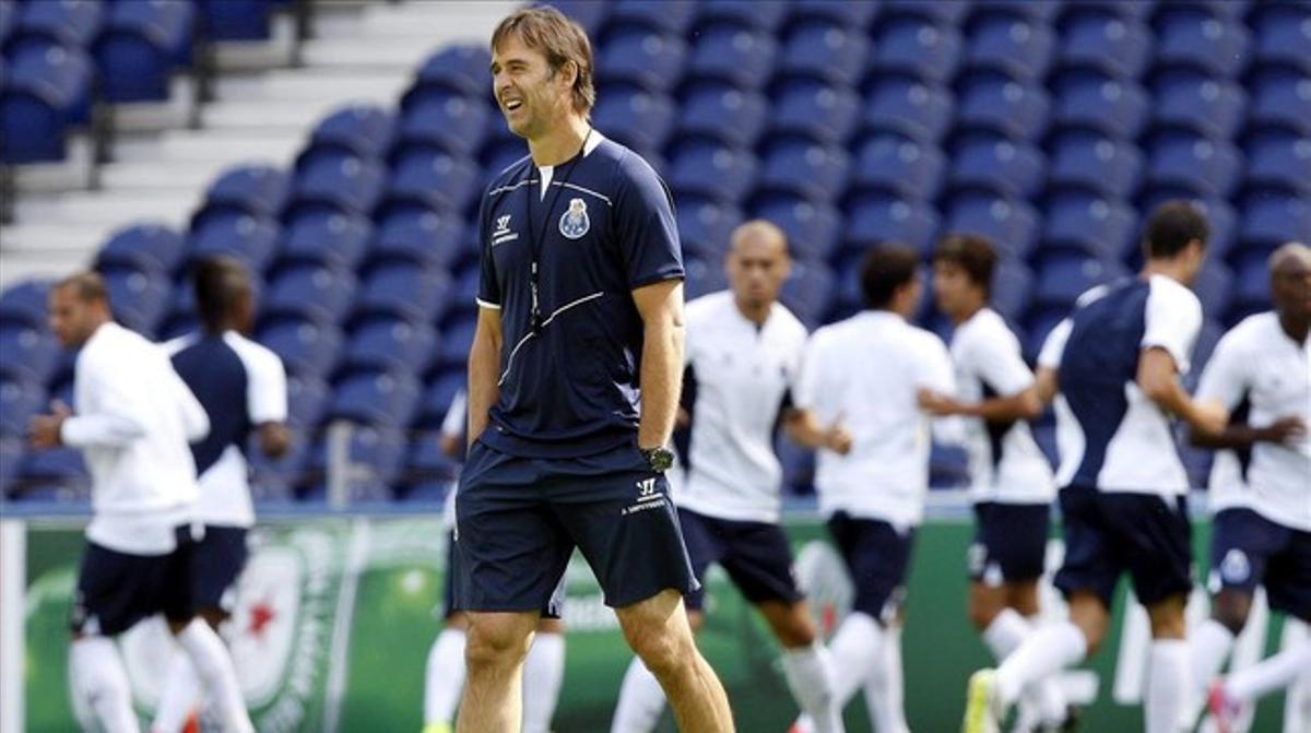 Julen Lopetegui, entrenador del Porto, durant l’entrenament de dimarts.