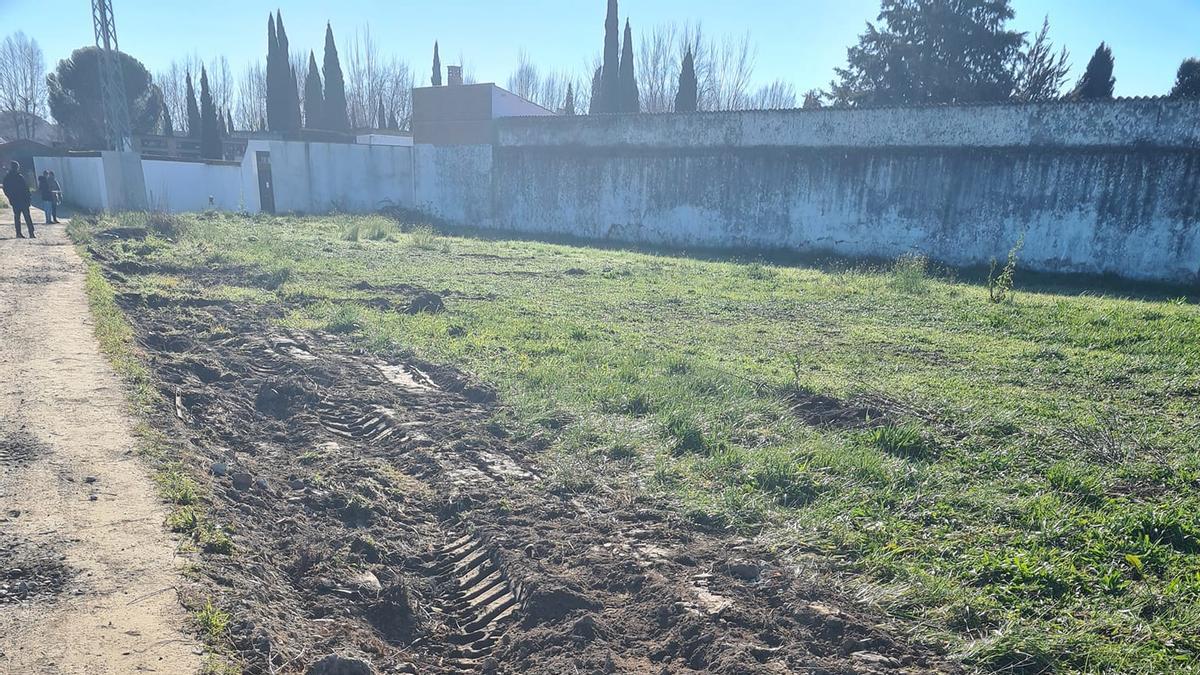 Zona en la que se ha comenzado a trabajar para ampliar el cementerio.