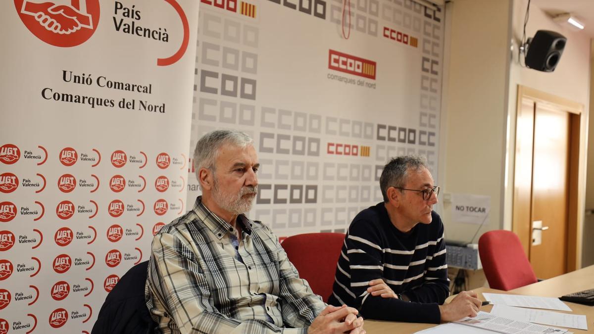 Francisco Sacacia y Albert Fernàndez, en la rueda de prensa previa al 1 de Mayo en Castellón