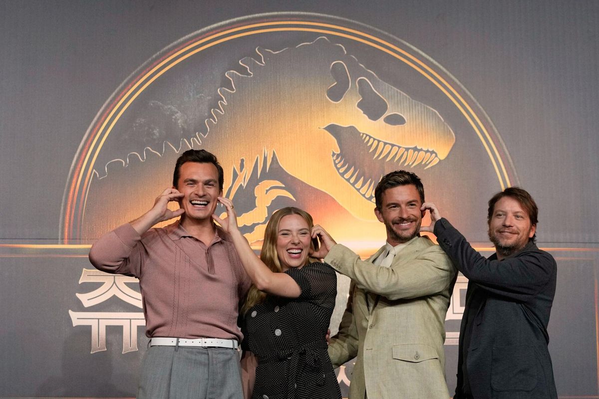 Rupert Friend, Scarlett Johansson, Jonathan Bailey y Gareth Edwards de promoción en Corea del Sur.