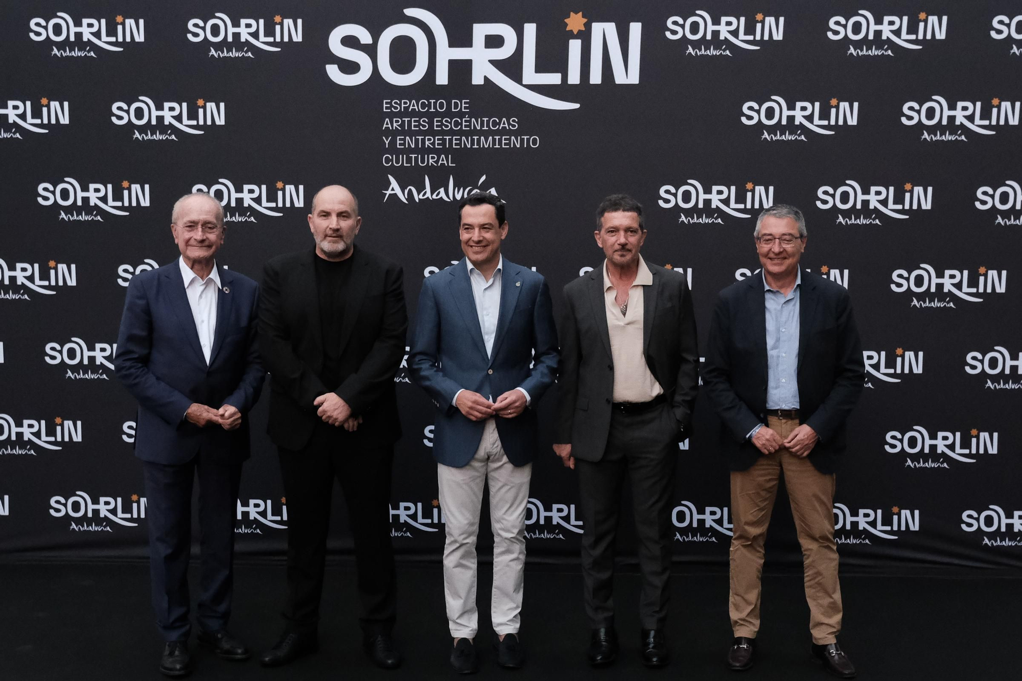 Photocall de la inauguración de Sohrlin Andalucía, el nuevo proyecto de Antonio Banderas y Domingo Sánchez de una escuela de artes escénicas.