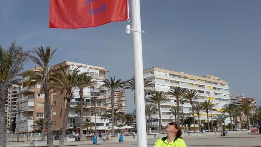 Bandera roja por medusas en la playa de San Juan