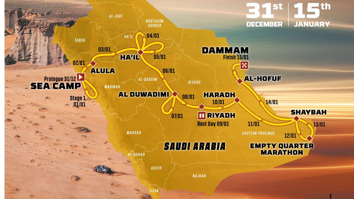 El recorrido de la 45ª edición del Rally Dakar discurrirá íntegramente en Arabia Saudí