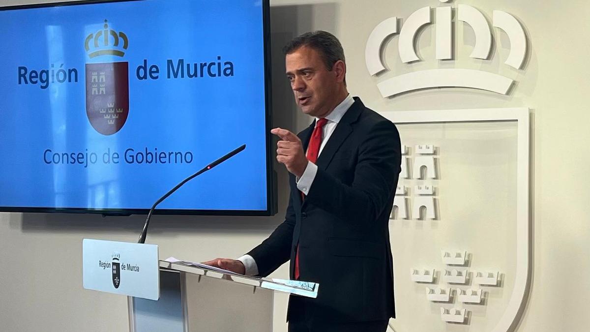 Marcos Ortuño, este jueves en la rueda de prensa posterior al Consejo de Gobierno