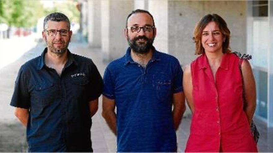 Jordi Navarro, Benet Salellas i Marta Ball·llosera durant la presentació d&#039;ahir de la candidatura.