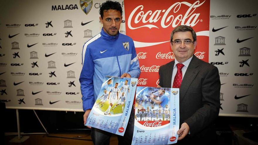 Weligton presenta el calendario Coca Cola del Málaga CF 2014