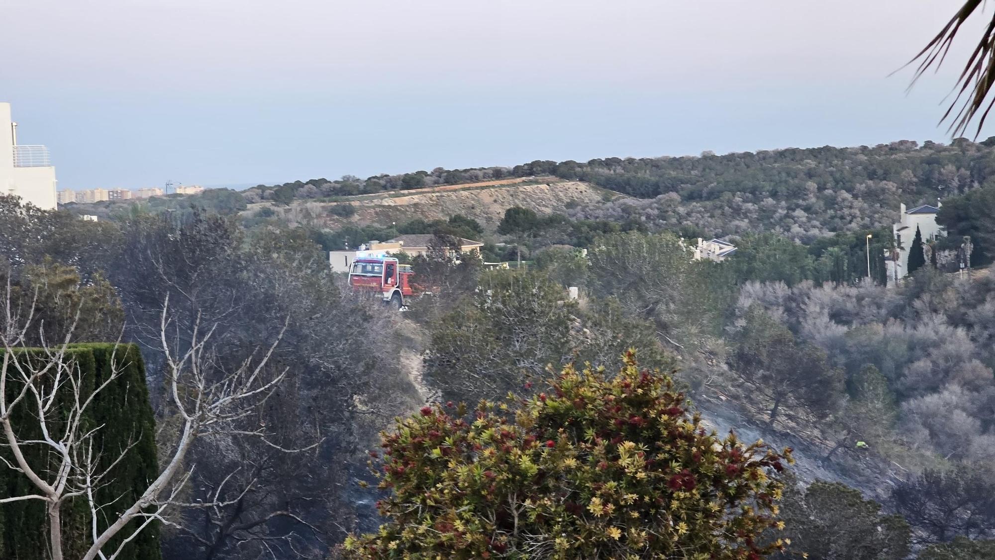Las llamas del incendio en Orihuela Costa