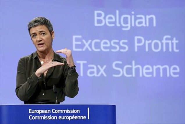 Margrethe Vestager, durante la rueda de prensa, ayer.