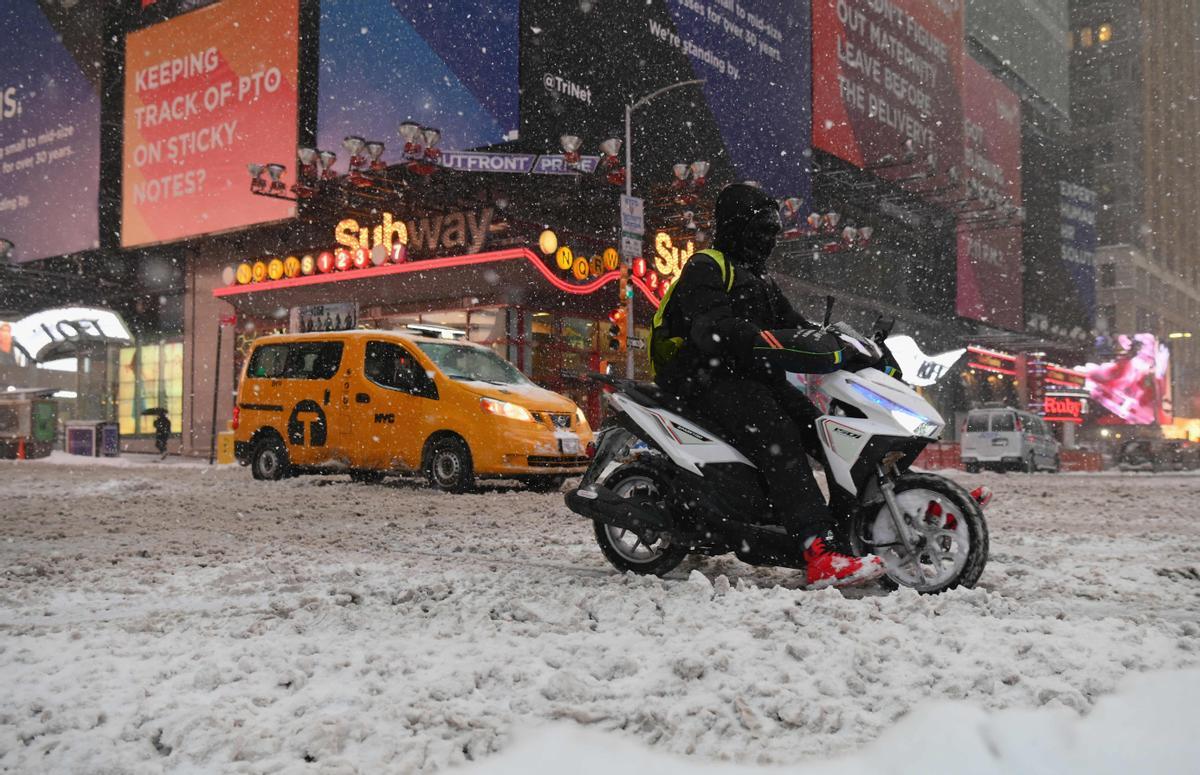 Times Square, en Nueva York, durante la nevada