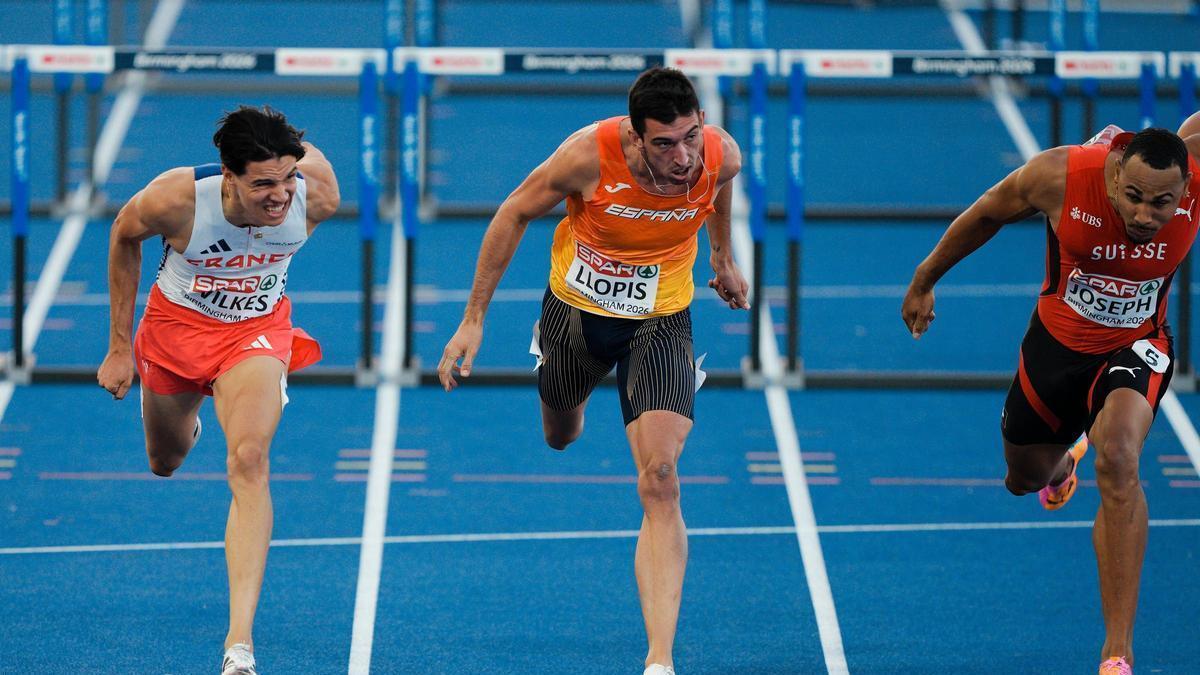 Quique Llopis, en la carrera que lo ha eliminado en las semifinales del europeo de Birmingham.