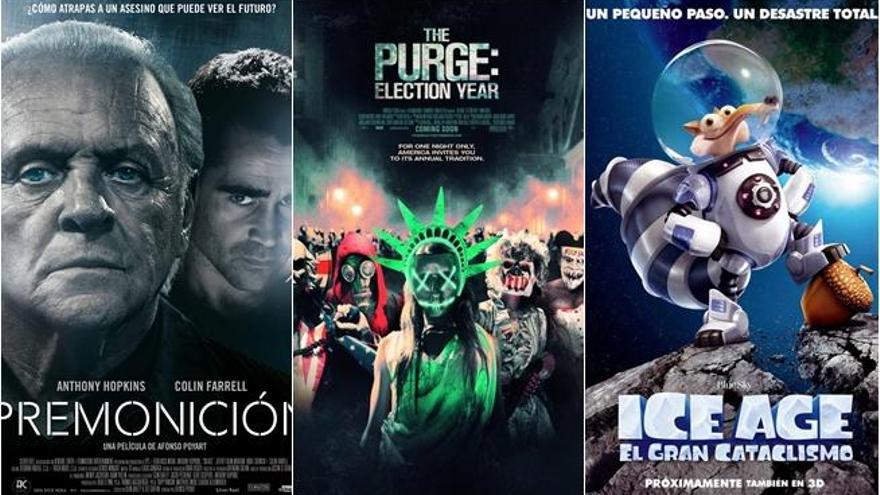 &#039;Premonición&#039;, &#039;Election: la noche de las bestias&#039; y &#039;Ice Age&#039;.