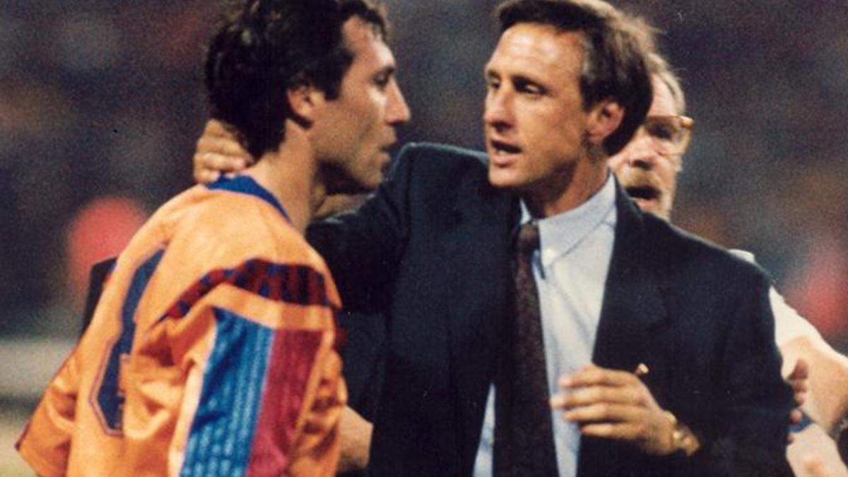 Stoichkov y Cruyff el 20 de mayo de 1992 en Wembley
