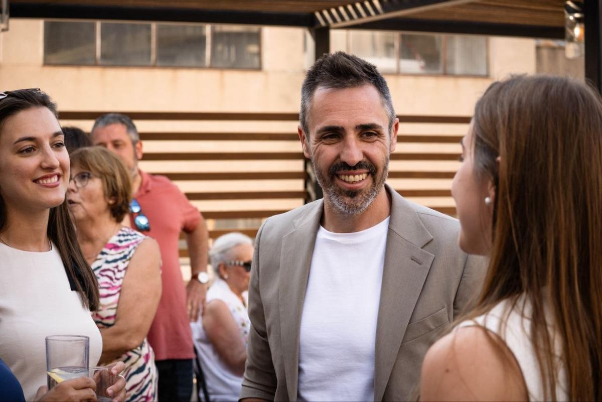 El candidat Marc Puigtió en un moment de la trobada.