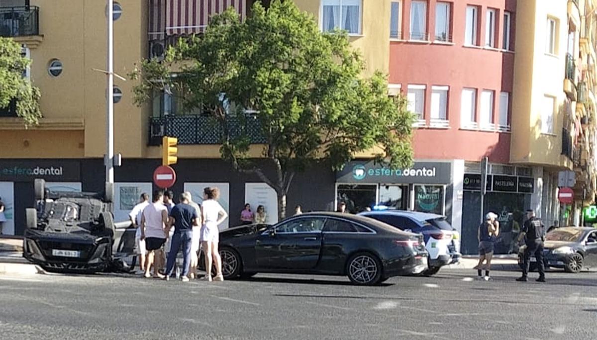 Los dos coches implicados en el accidente registrado este miércoles por la mañana en Churriana