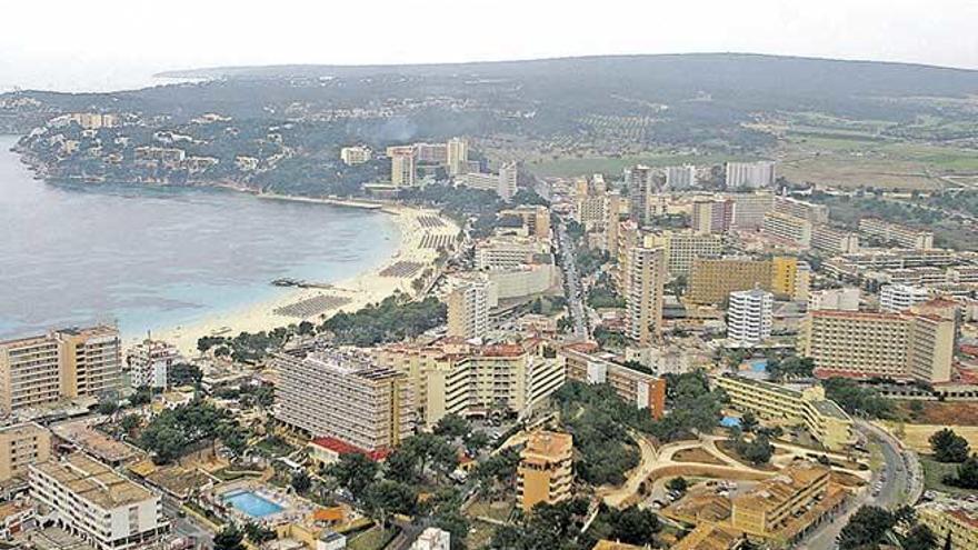 Una panorámica de la zona hotelera que forman Palmanova y Magaluf.