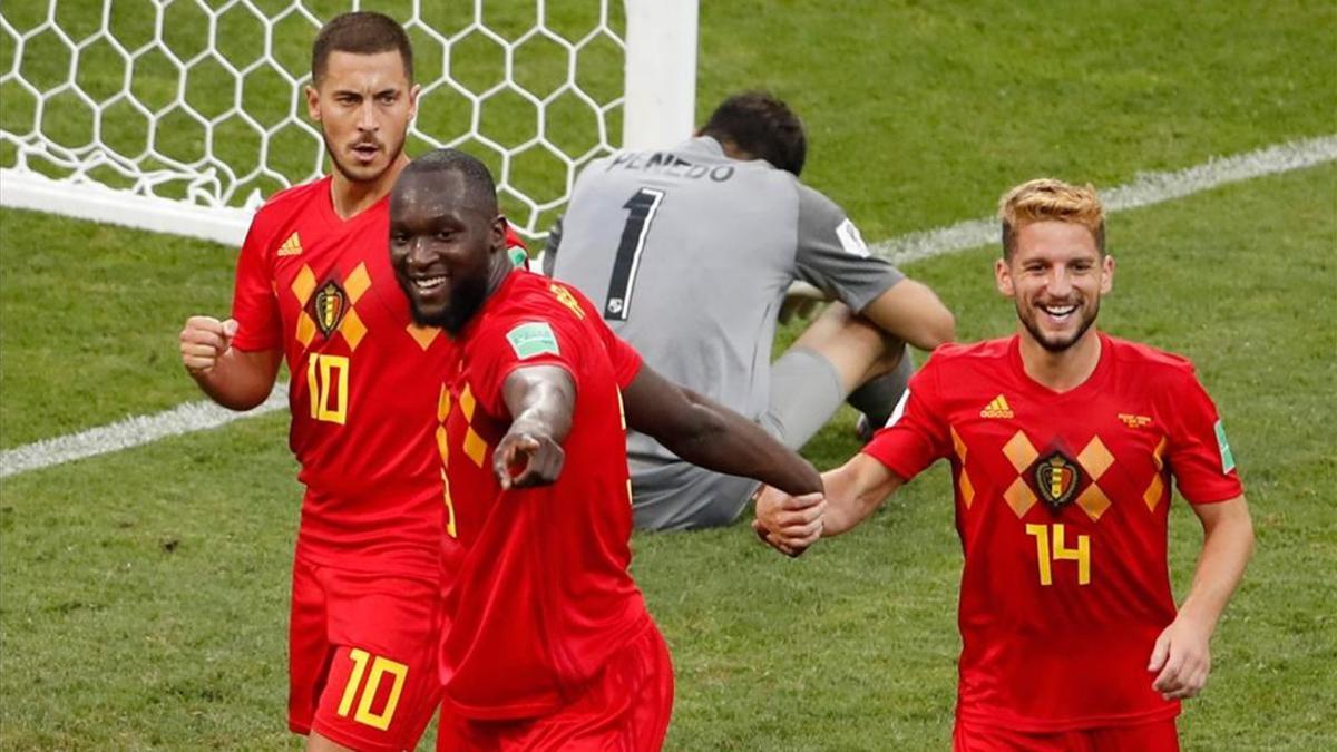 Hazard celebra uno de los goles de Bélgica ante Panamá