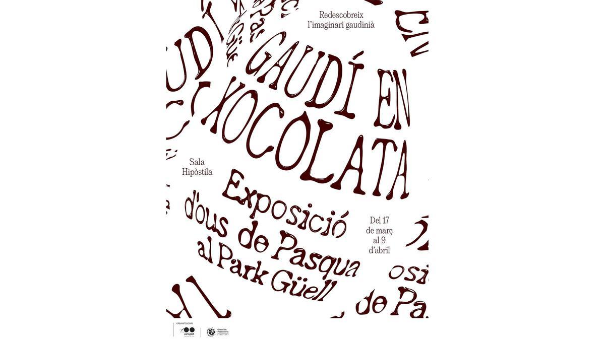 El cartel de la exposición de huevos de Pascua en el Park Güell.