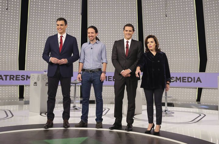 DEBATE TELEVISADO ENTRE LOS CANDIDATOS DE PP, PSOE, CIUDADANOS Y PODEMOS