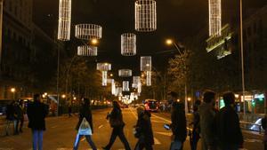 Luces de Navidad en la Gran Via de Barcelona