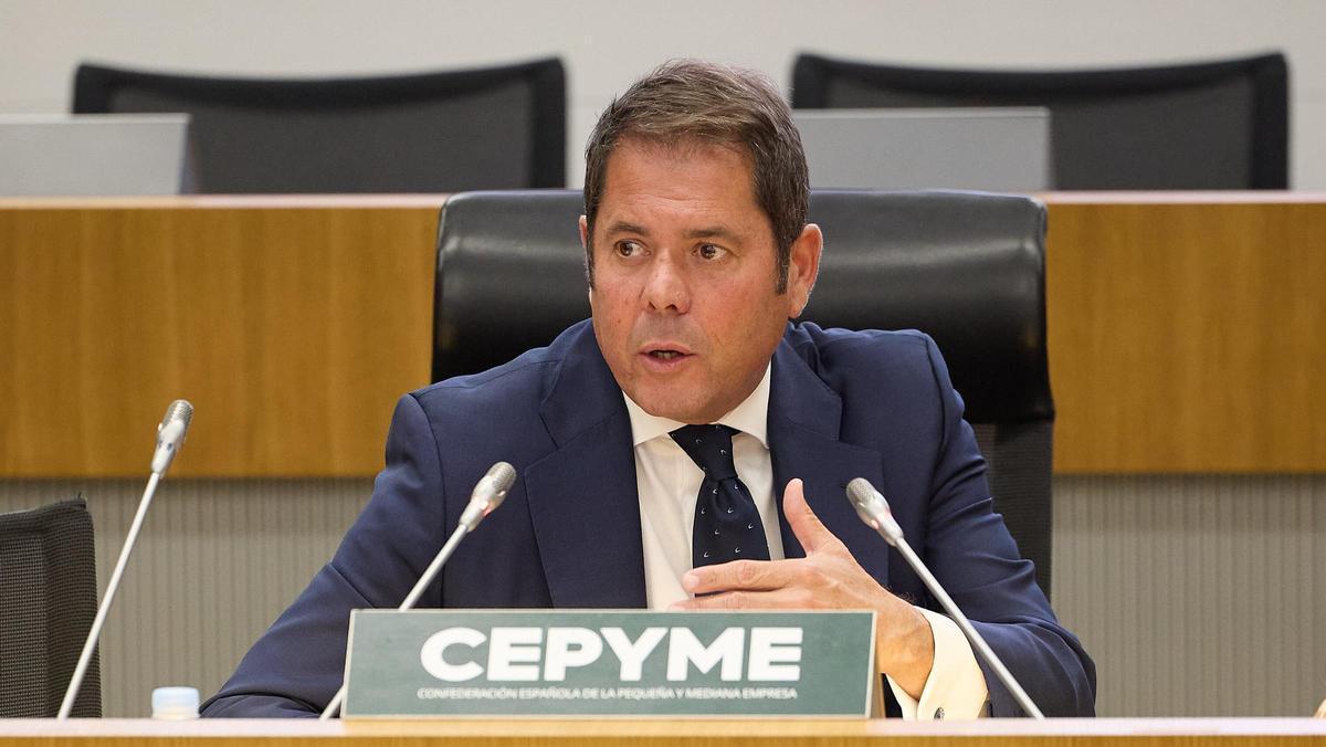 Gerardo Cuerva, presidente de Cepyme, durante unas jornadas sobre la falta de vacantes en España.