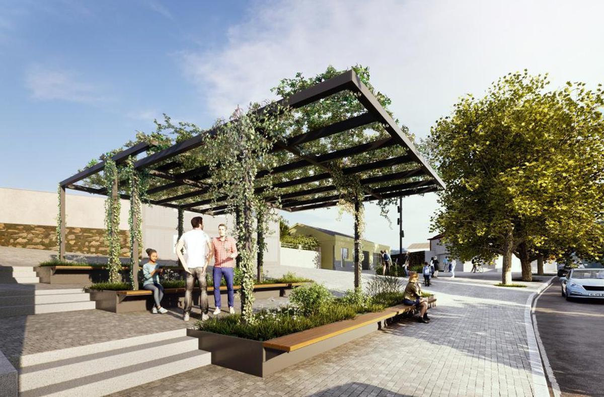 Una recreación de la ejecución final del proyecto en la Praza de la Rúa Nova de Arriba.