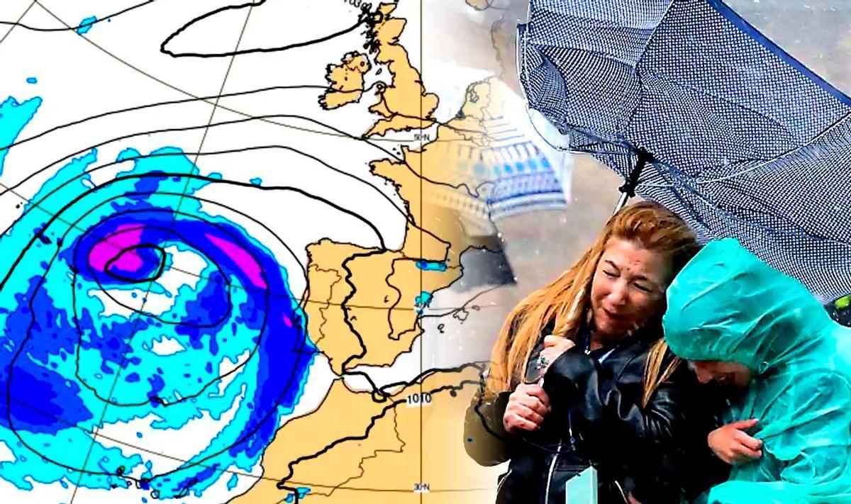 Las lluvias llegarán a Sevilla esta semana. Imagen de la borrasca Therese el miércoles.