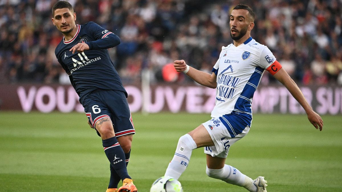 Verratti, en el partido frente al Troyes