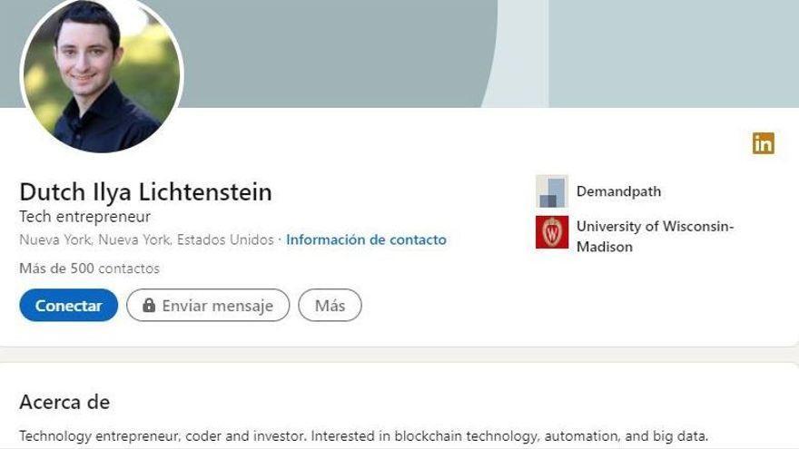 La página de LinkedIn de Ilya &#039;Dutch&#039; Lichtenstein.