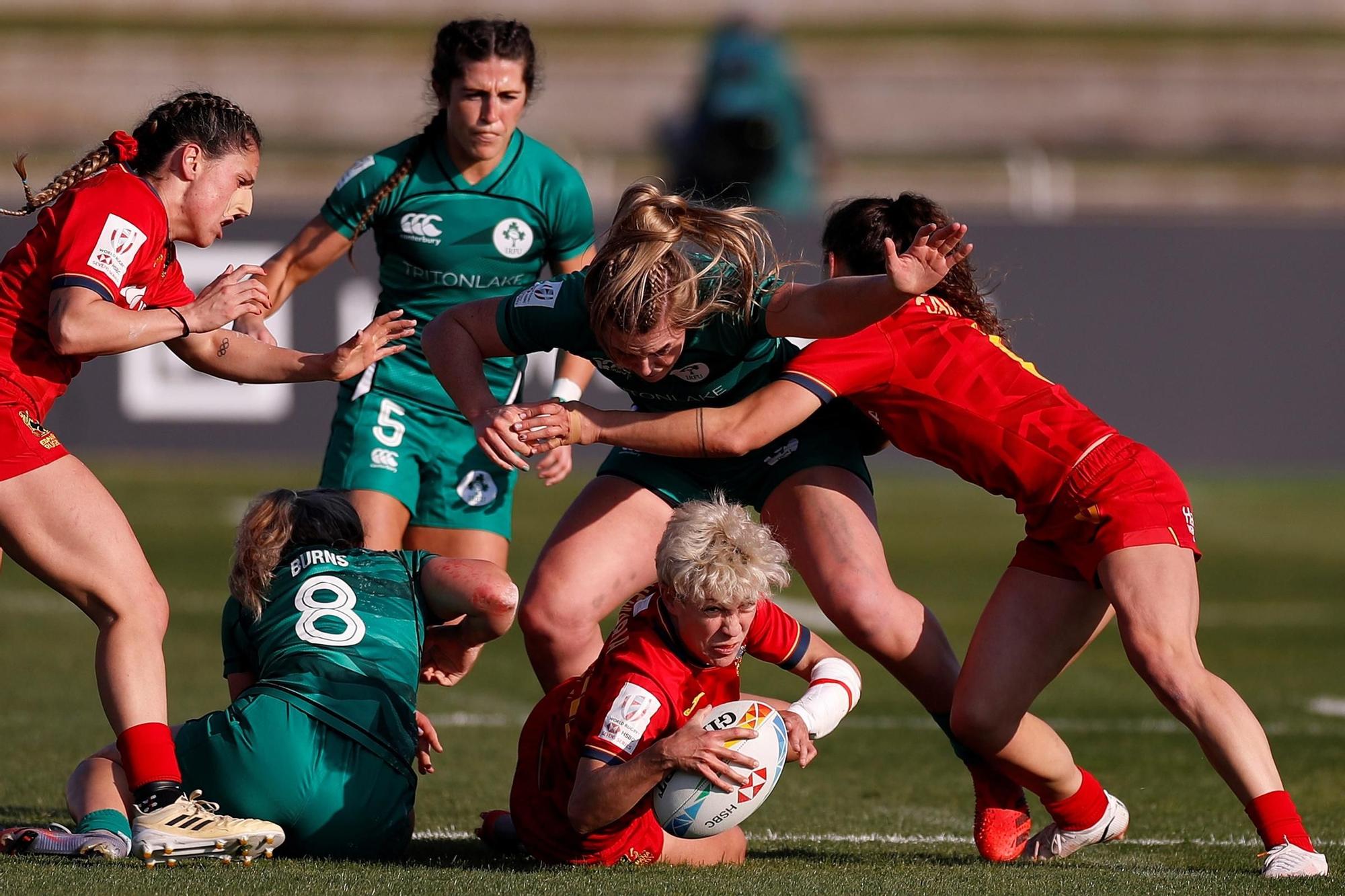 España - Irlanda, partido de la primera jornada de las Series Mundiales HSBC de rugby 7, en el Estadio Municipal Ciudad de Málaga.