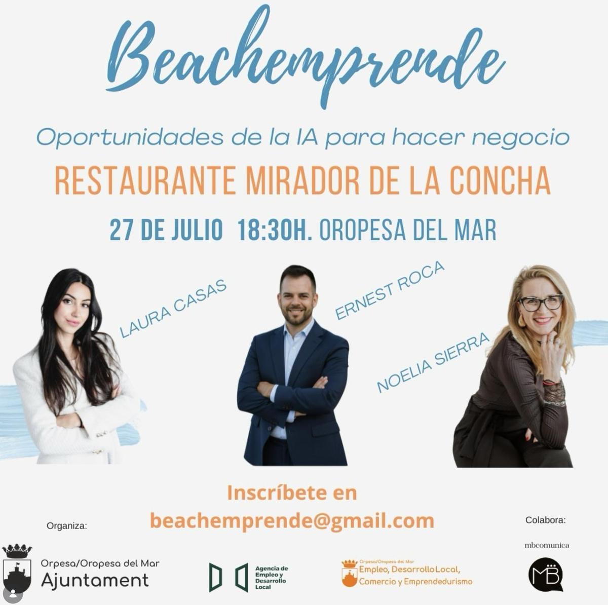 Imagen del cartel anunciados de la nueva edición de Beachemprende de Orpesa.