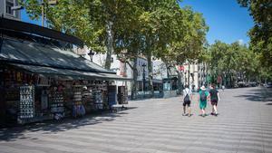 La Rambla, casi vacía, a mitad de esta semana.