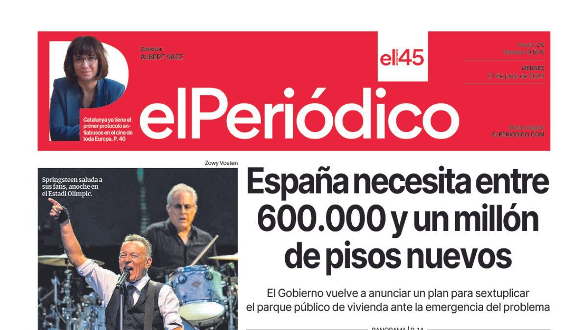 La portada de EL PERIÓDICO del 21 de junio de 2024