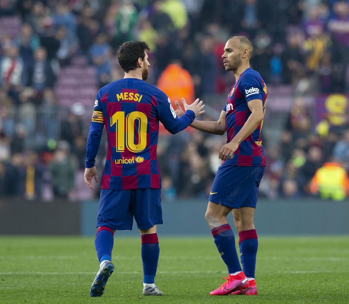 Messi y Braithwaite, en su etapa en el FC Barcelona