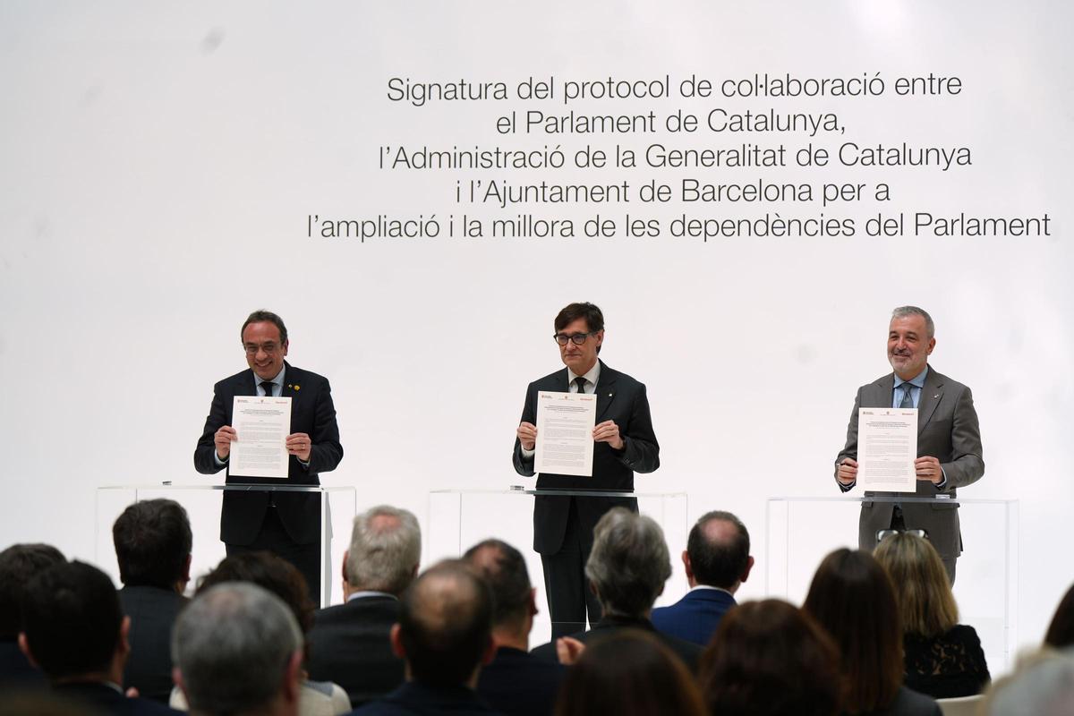 Rull, Collboni e Illa firman el protocolo para integrar el nuevo equipamiento en la transformación de la Ciutadella.