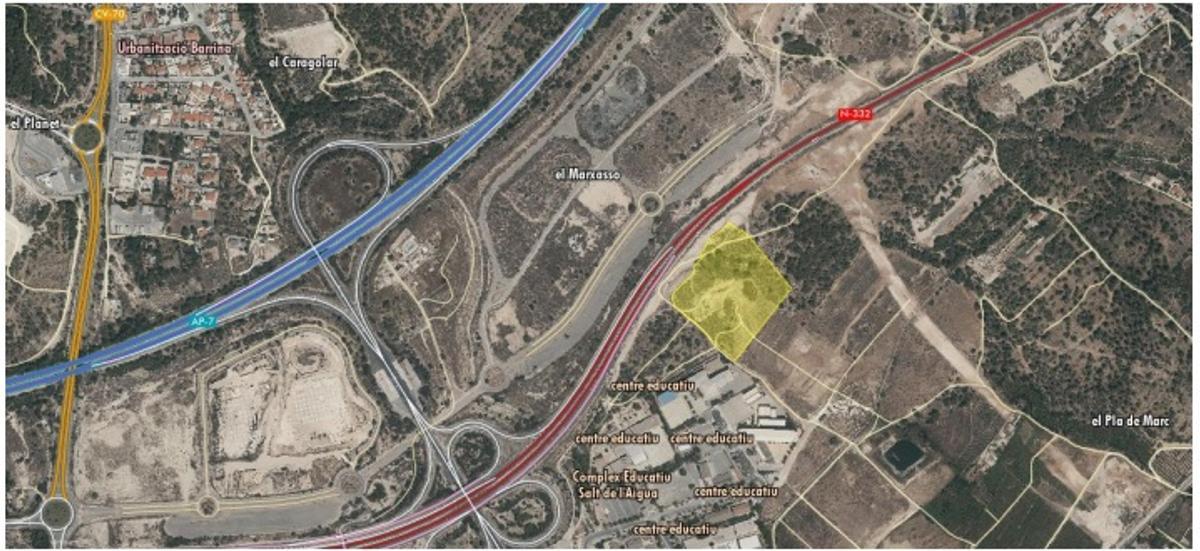 La ubicación donde se plantea el proyecto de área de pernocta de autocaravanas de Benidorm.