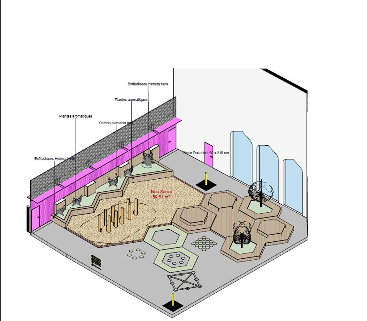 Propuesta dibujada por los alumnos y familias de la escuela de la Concepción para rediseñar el patio del centro.