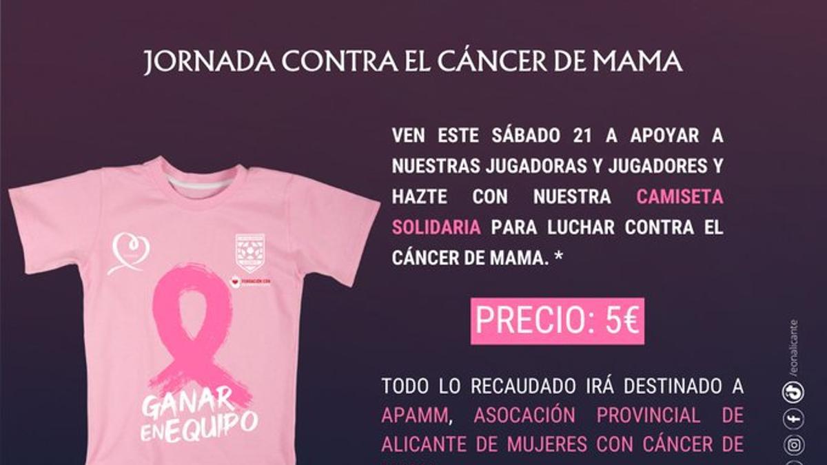 Camiseta solidaria del EÓN Alicante para luchar contra el cáncer de mama