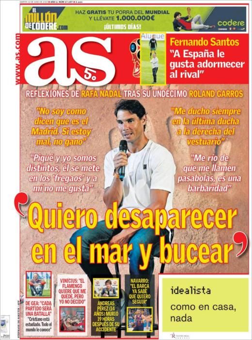 Portada AS martes 12 de junio de 2018