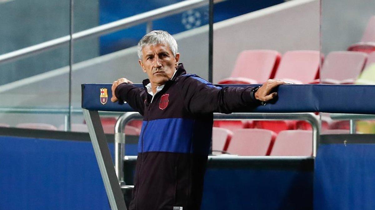 Una de las últimas imagenes de Quique Setién como entrenador del Barcelona