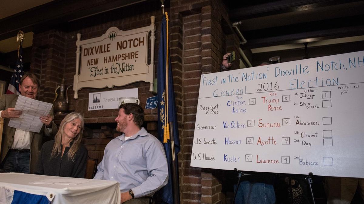 Recuento de votos en Dixville Notch (New Hampshire), el primer municipio en votar.