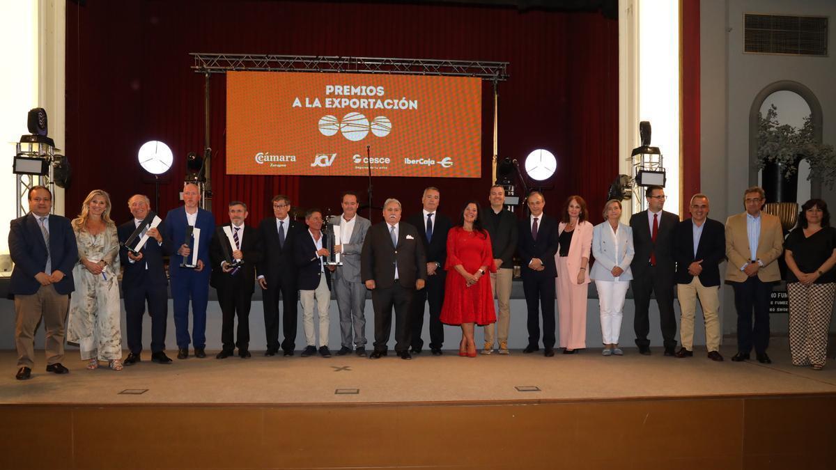 Representantes de las empresas galardonados con los Premios a la Exportación de la Cámara de Zaragoza.