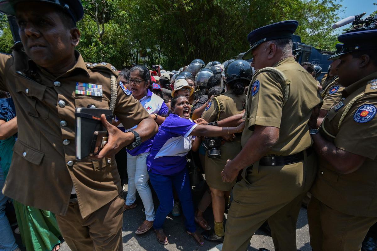 Manifestaciones por el 8-M en Colombo, Sri Lanka.