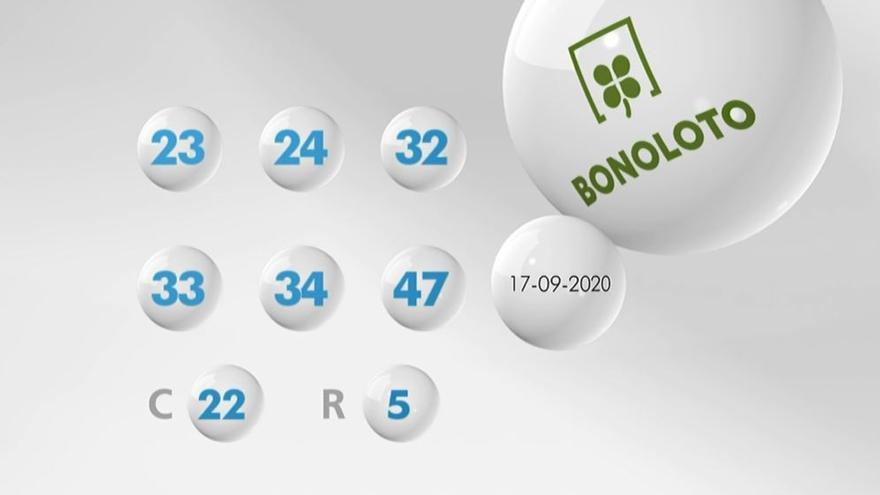 Bonoloto, resultado del sorteo del jueves 17 de septiembre de 2020