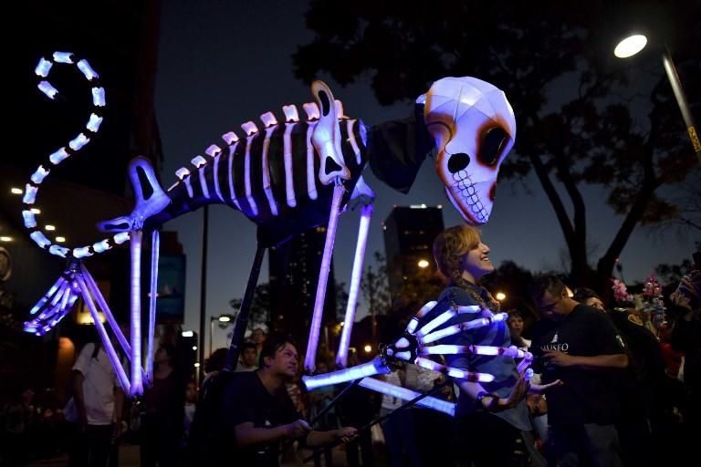 Turista posando en el desfile organizado por el Museo de Arte Popular en la Ciudad de México  YURI CORTEZ/AFP PHOTO