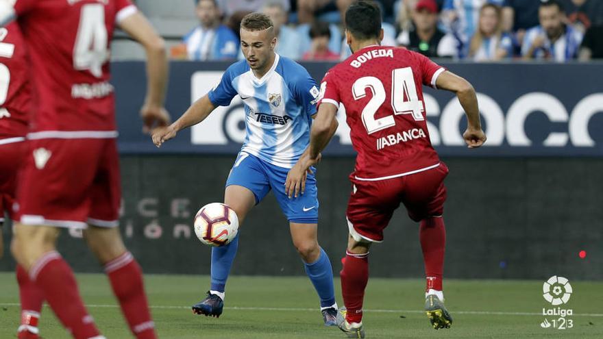 Javier Ontiveros, en el encuentro del pasado sábado en La Rosaleda frente al Deportivo de la Coruña.