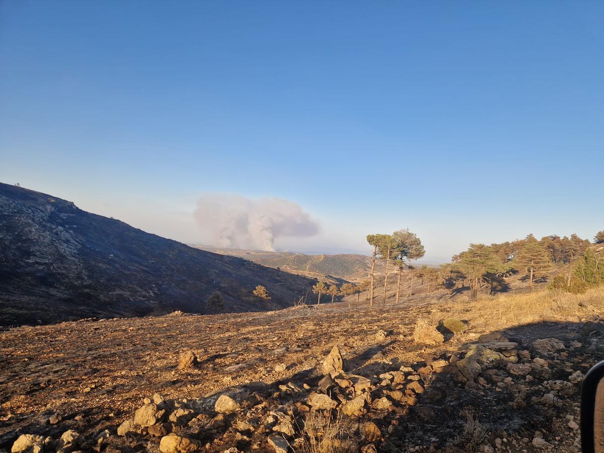 Evolución del incendio en Ejulve.