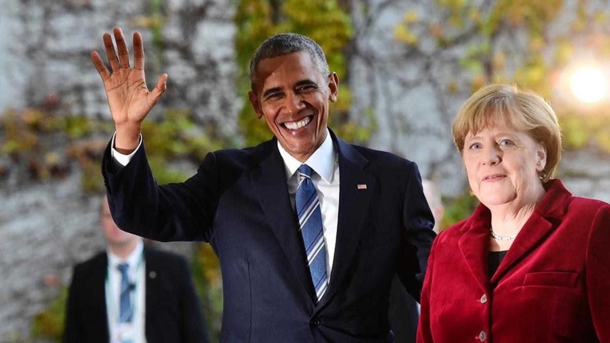 Barack Obama y Angela Merkel.