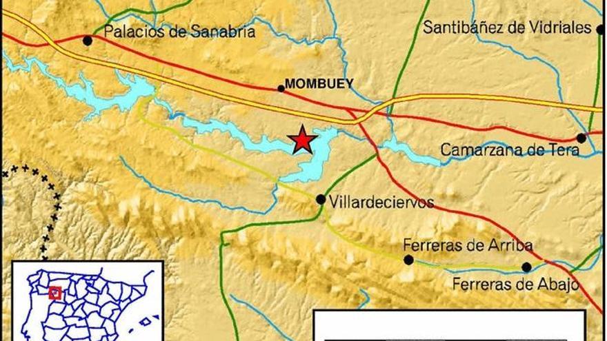 Gráfico que muestra el epicentro del movimiento sísmico en Mombuey